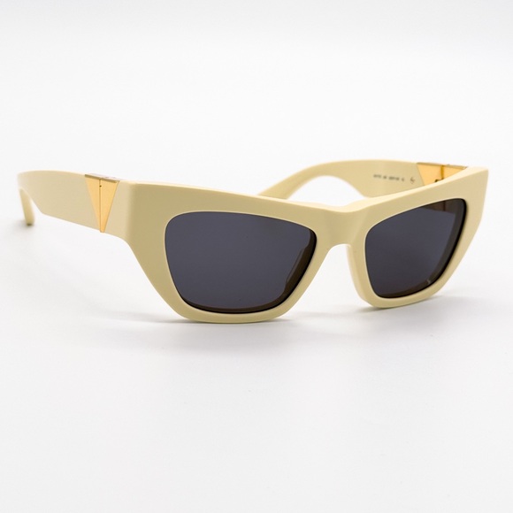 NEW BOTTEGA VENETA BV1177S 004 BEIGE GREY CAT EYE WOMEN SUNGLASSES - Picture 3 of 10